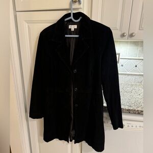 Denim&Co Black Suede Jacket Timeless Tailored Style